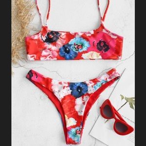 ZAFUL Floral Bralette Bikini Set L